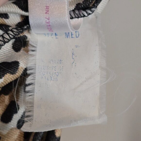 Frederick's Of Hollywood Size M Vintage Leopard Slip Dress Gown Sheer w/ Slit - Picture 16 of 16